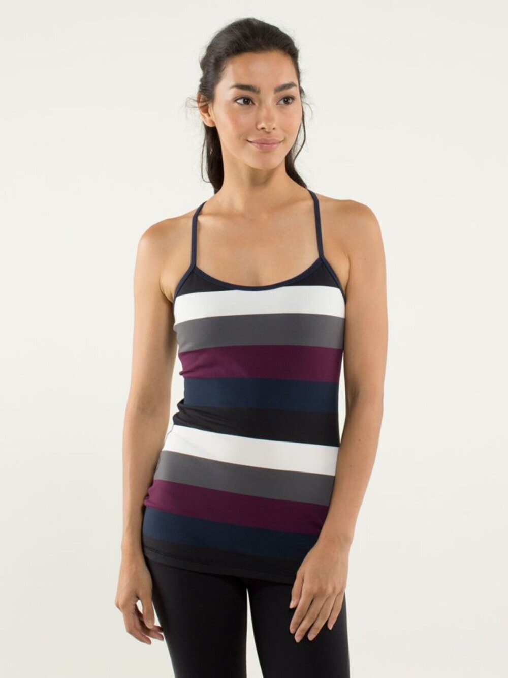 Lululemon Power Y Tank *Luon Light - 8 Pow Stripe Angel Wing / Inkwell